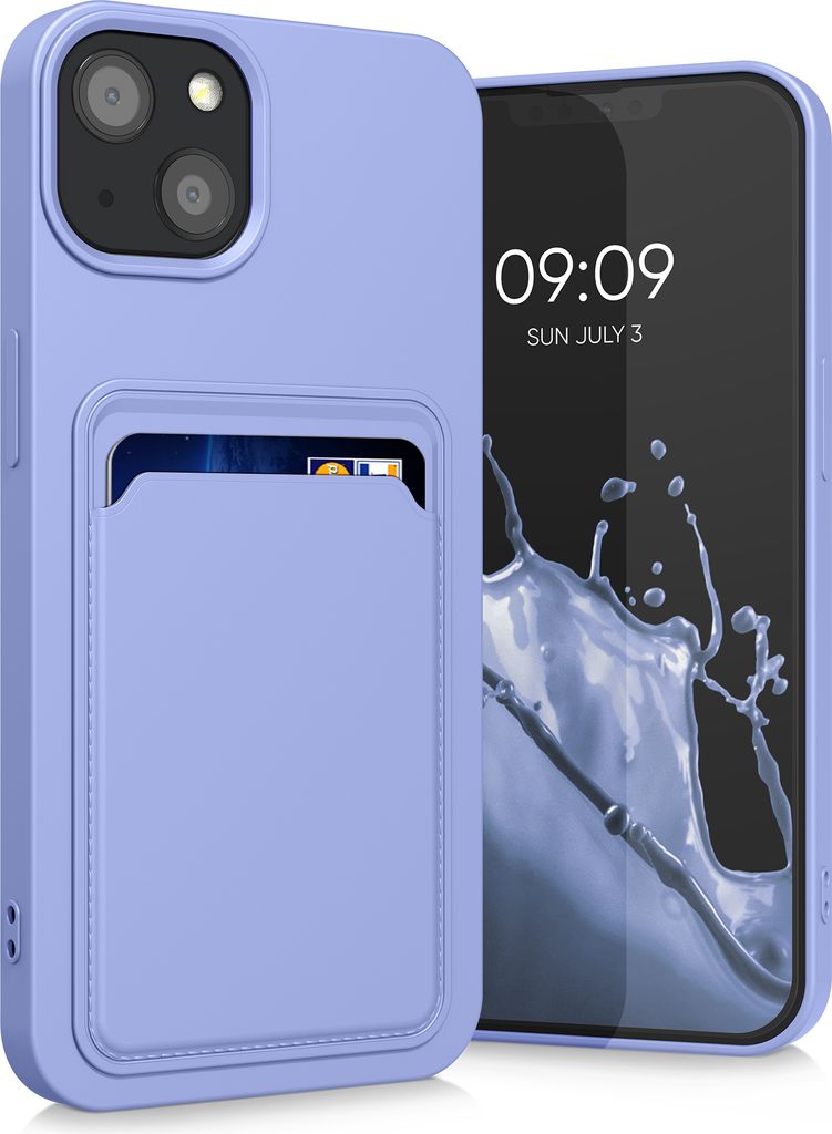 kwmobile Handyhülle kompatibel mit Apple iPhone 13 Hülle - Handy Cover mit Fach für Karten - in Lavendel