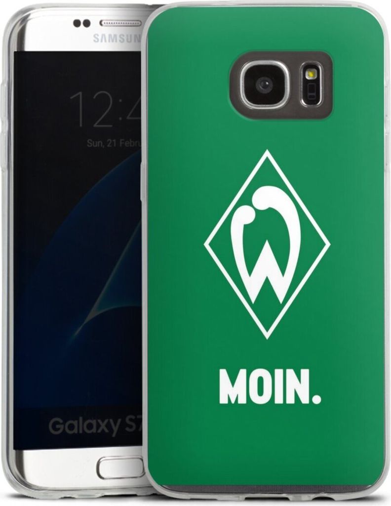 DeinDesign Slim Hülle für Samsung Galaxy S7 Edge Silikon Case Ultra Dünn Handyhülle Moin Offizielles Lizenzprodukt SV Werder Bremen