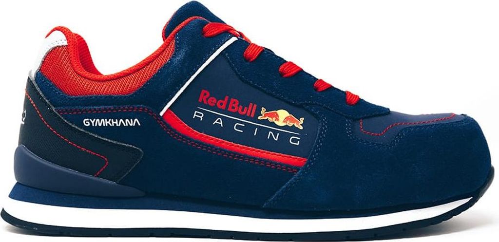 A single blue and red athletic shoe with Red Bull Racing branding.