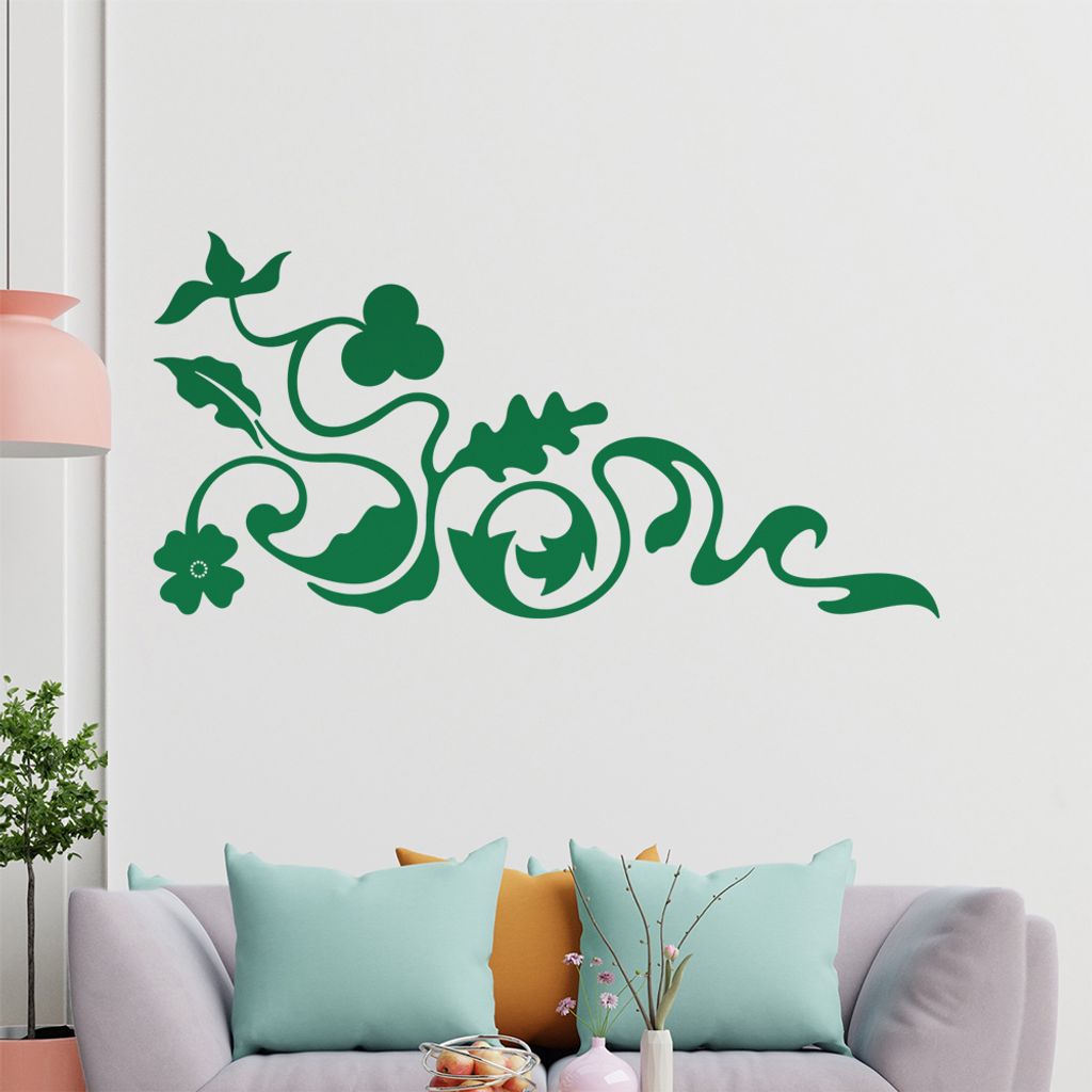 Eckeornament -Blüten - Planze Wandtattoo in 6 Größen - Wandaufkleber Wall Sticker - Dekoration, Küche, Wohnzimmer, Schlafzimmer, Badezimmer