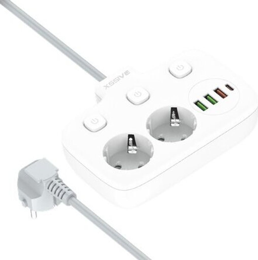 Schnellladegerät 20W PD QC3.0 Multiport Steckdose mit 3x USB-A und USB-C