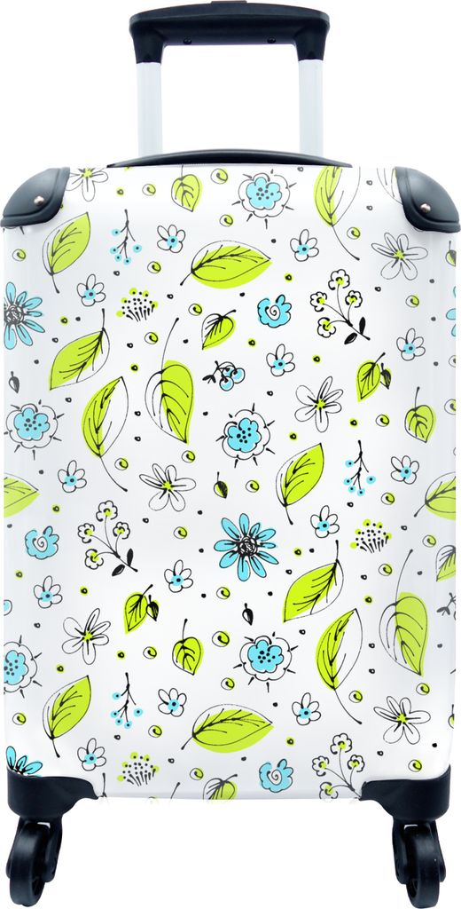 MuchoWow MuchoWow Koffer Handgepäck Trolley Rollkoffer Kleine Reisekoffer mit 4 Rollen - Flora - Bohème - Muster - Fantasie - Blumen - Cabin ...