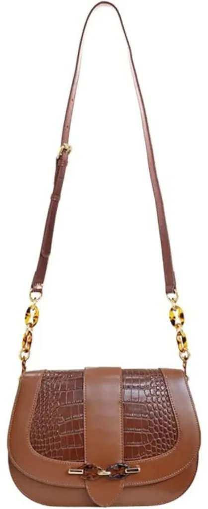 Besace femme en cuir marron Lamarthe Gaia : le sac porté croisé chic