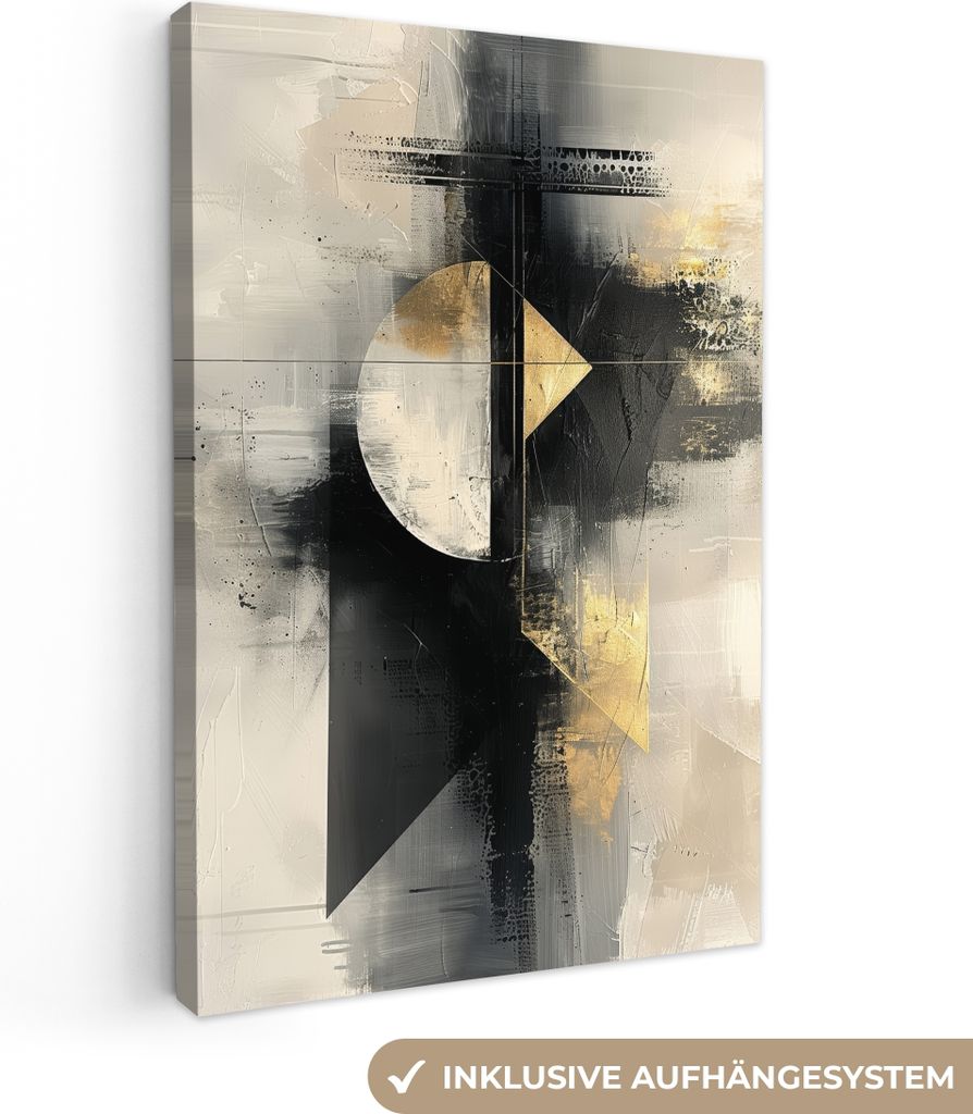 MuchoWow - Leinwandbilder - Abstrakt - Schwarz - Farbe - Modern, Wandbild, Wanddeko Bilder Wohnzimmer, 60x90 cm