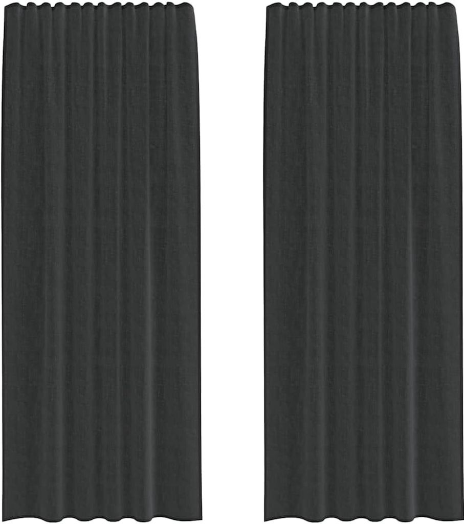 Voile Vorhänge mit Lasche 2 Stk. Schwarz