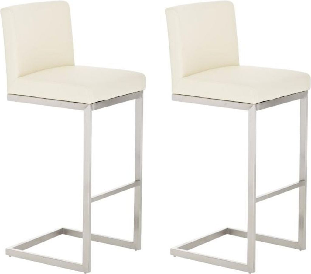2er Set Barhocker HLO-CP45 Kunstleder  creme Produktbild 