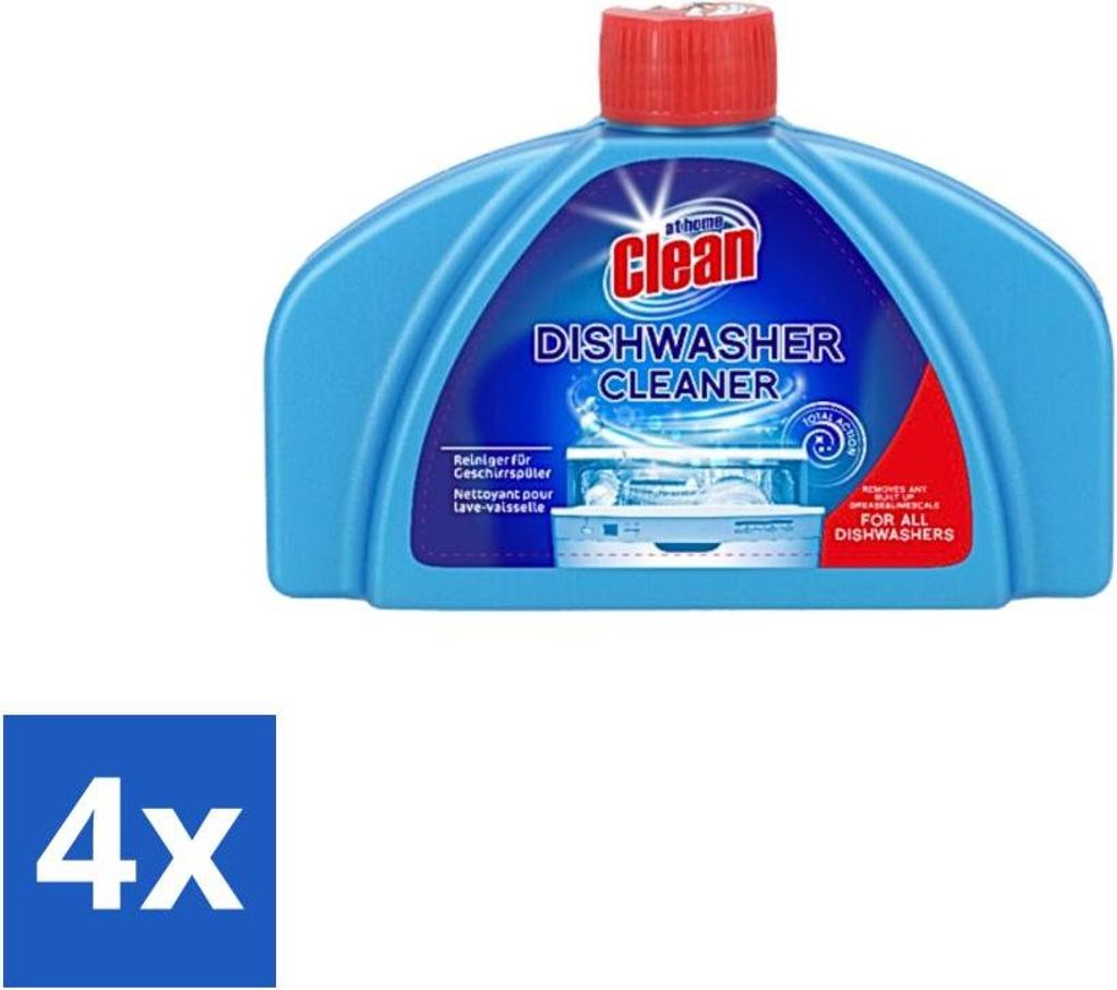 At Home - Clean - Spülmaschinenreiniger - Entfernt hartnäckigen Schmutz - 250 ml - Vorteilspack - 4 Stücke
