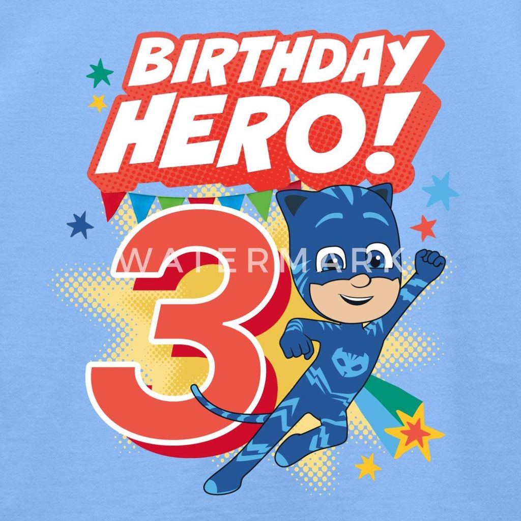 Spreadshirt PJ Masks Catboy Birthday Hero 3. Geburtstag Kinder T-Shirt, 98/104 (3-4 Jahre), Himmelblau
