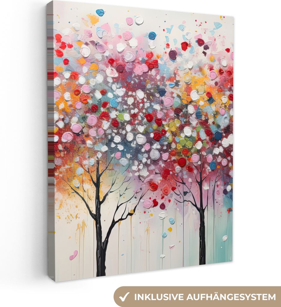 MuchoWow - Leinwandbilder - Kunst - Bäume - Natur - Acryl, Wandbild, Wanddeko Bilder Wohnzimmer, 90x120 cm