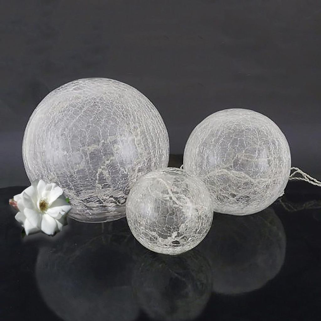 3x Glas-Kugel mit LED-Beleuchtung Deko-Leuchte FIONA Produktbild 