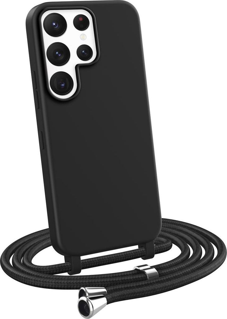 Handykette für Samsung Galaxy S22 Ultra - Handyhülle mit Schnur Cover in Schwarz