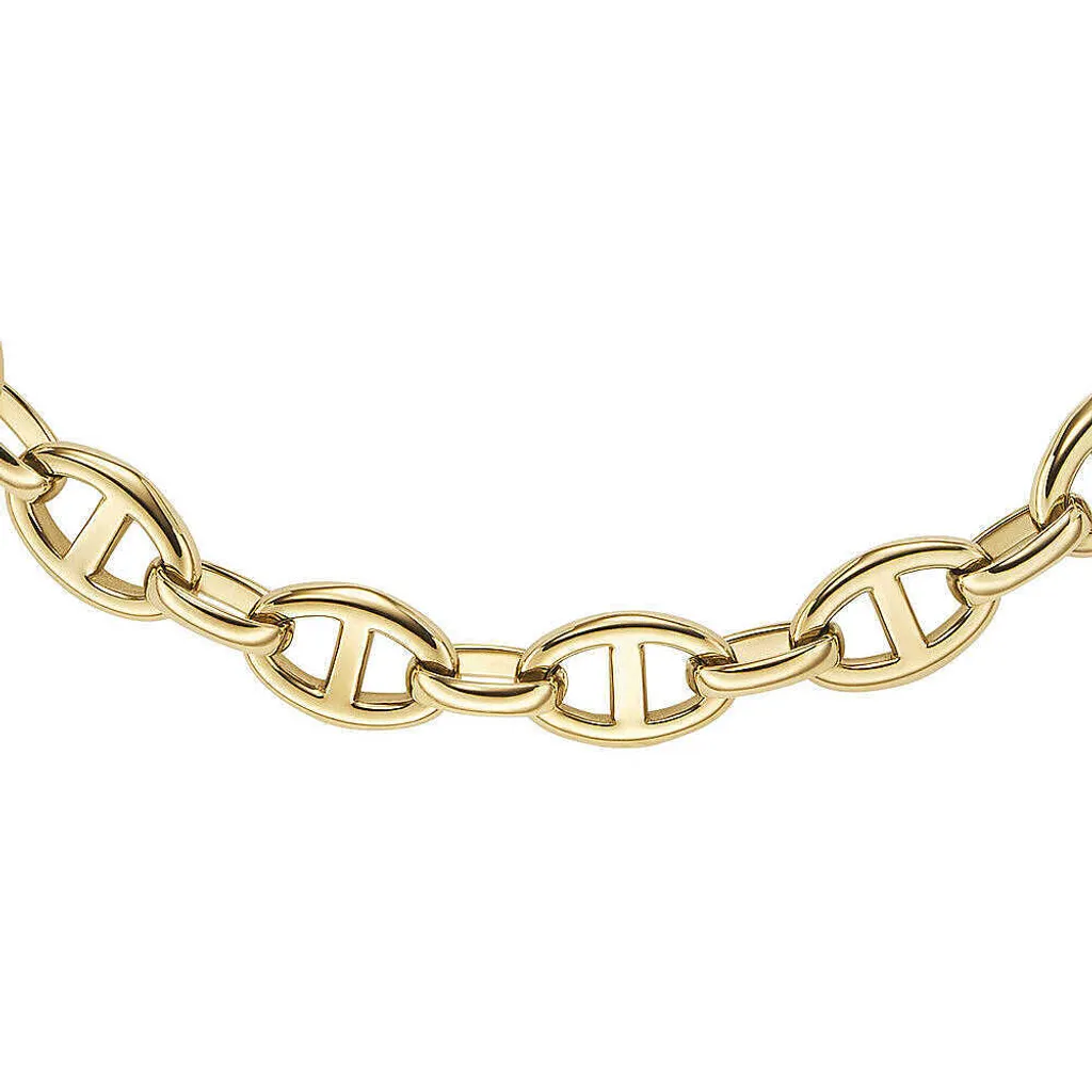Fossil Collana Donna Sutton In Acciaio Dorato – Catena Lunga Con Glitz, Chiusura A Moschettone, JF03942710