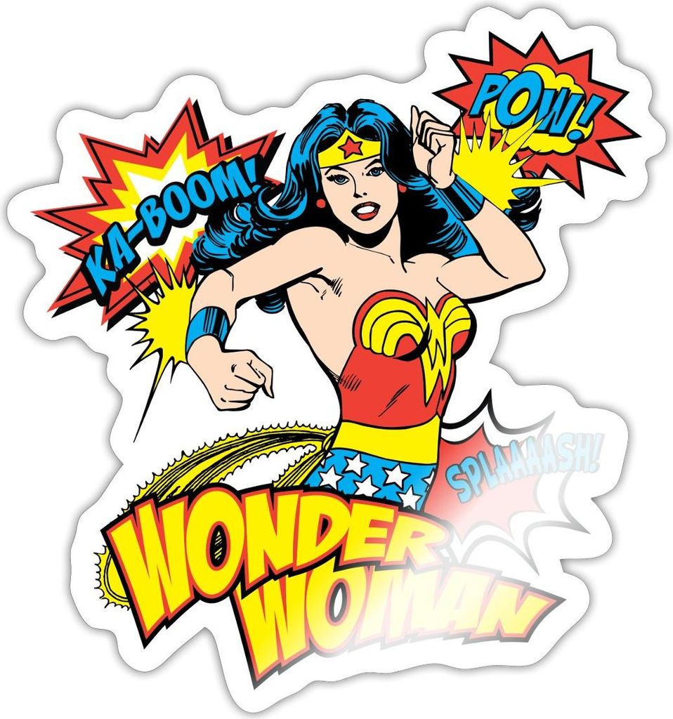Spreadshirt DC Comics Wonder Woman Retro Sticker Aufkleber, 10 x 10 cm, Weiß glänzend