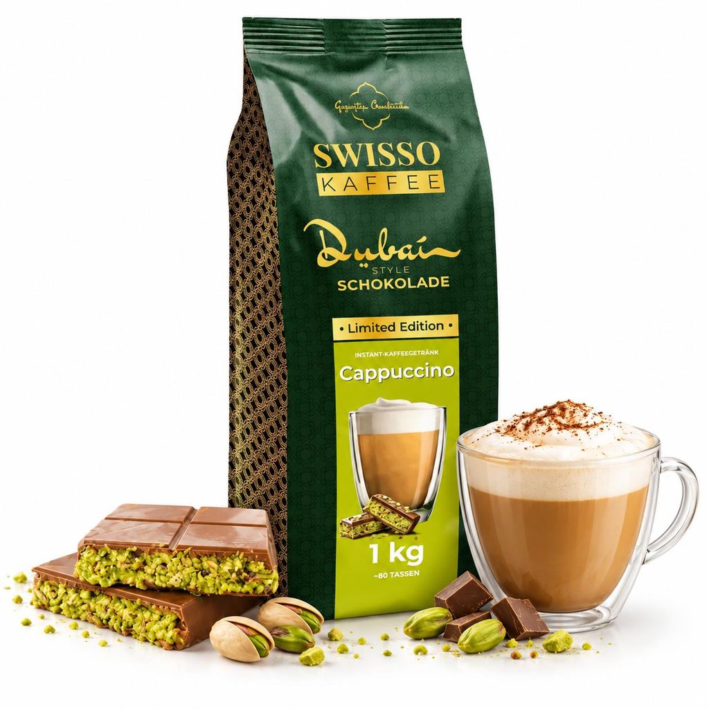 Swisso DUBAI STYLE CHOCOLADE Cappuccino met koffiesmaak, in Productafbeelding 