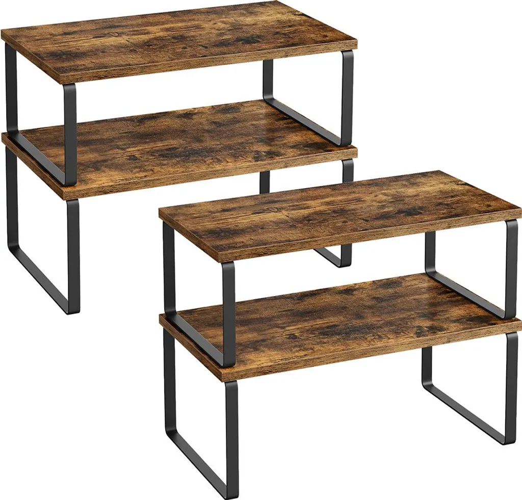 Support à épices mural vintage en métal et bois brun - Set de 4 unités