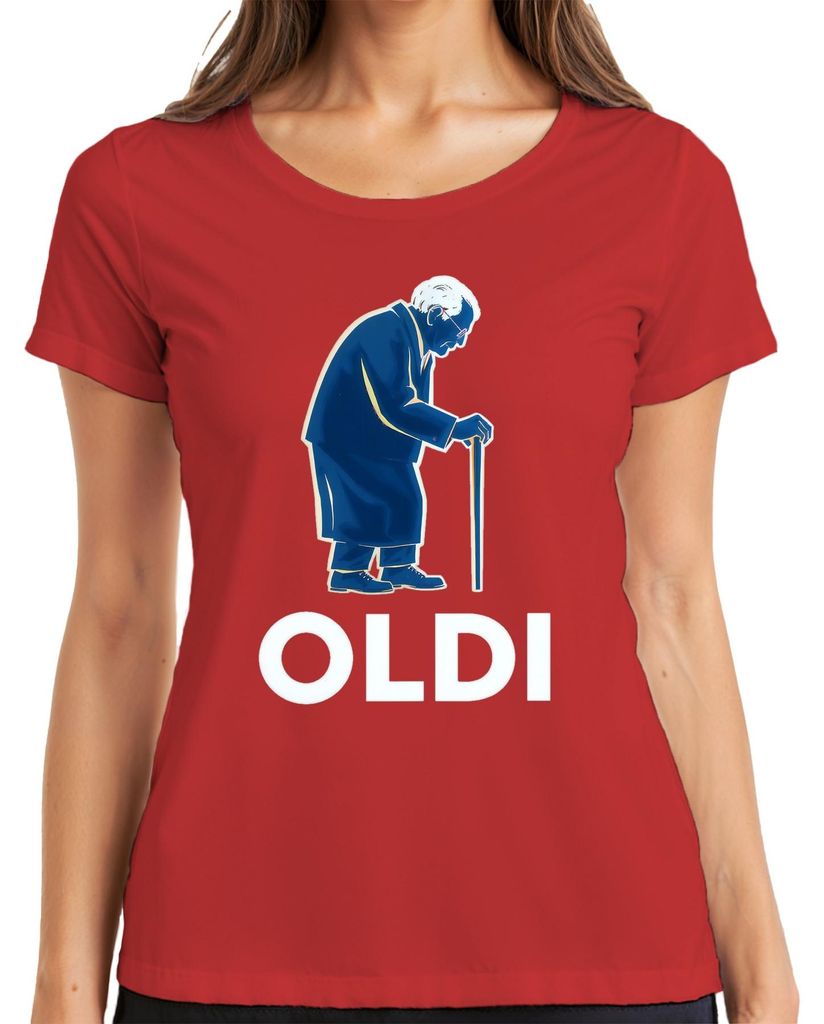 OLDI Rentner Opa Gehstock lustig Geschenk Geburtstag Retro Damen T-Shirt, Rot, S