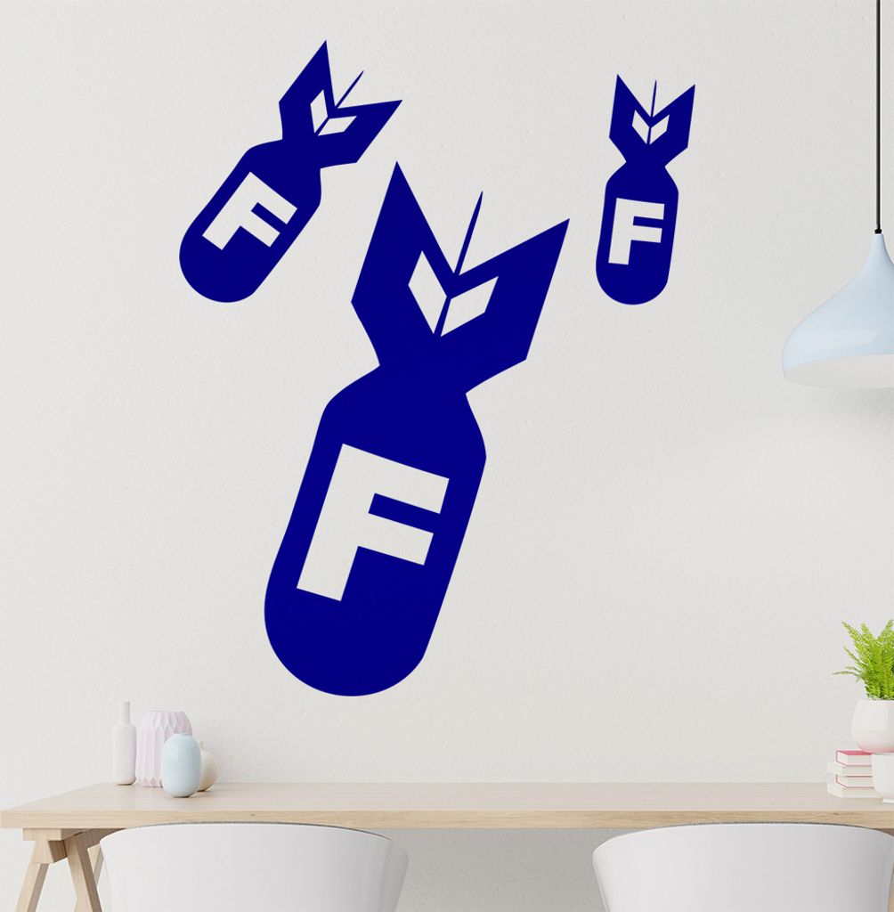 F-BombS Wandtattoo in 6 Größen - Wandaufkleber Wall Sticker - Dekoration, Küche, Wohnzimmer, Schlafzimmer, Badezimmer