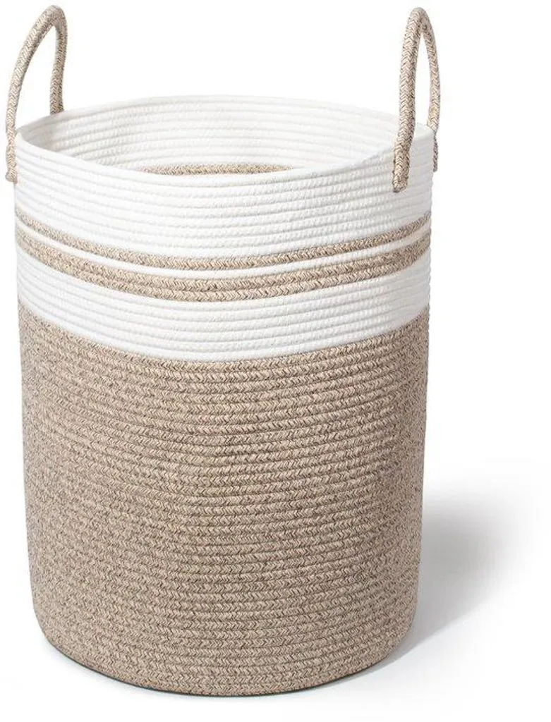 Corbeille à linge marron tressée robuste avec poignée ergonomique XL