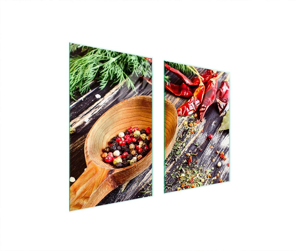 Glasschutzplatte für Küche 65x52 Gewürze