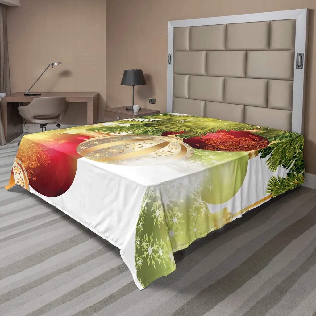 Drap de Lit de Noël Multicolore 260x228 cm Style Traditionnel Festif