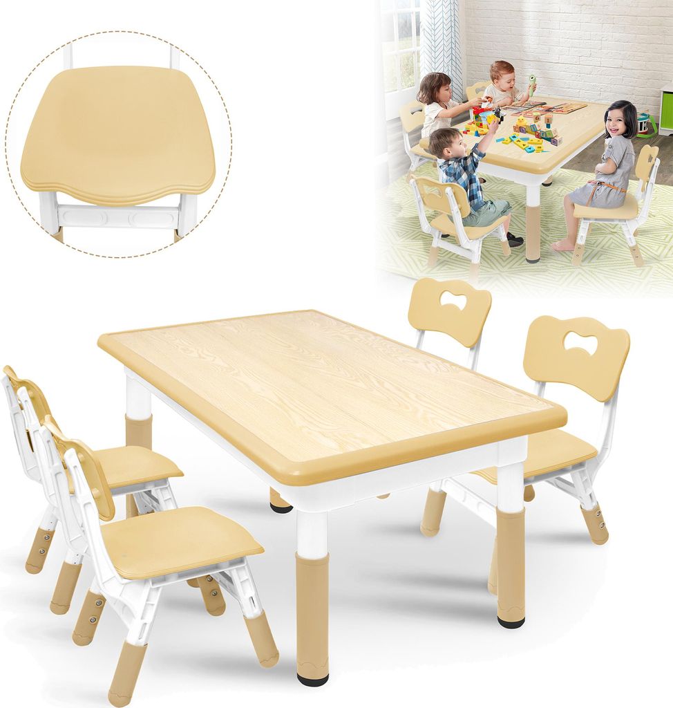 XINZI Kindertisch mit 4 Stühlen Kindertischgruppe Produktbild 