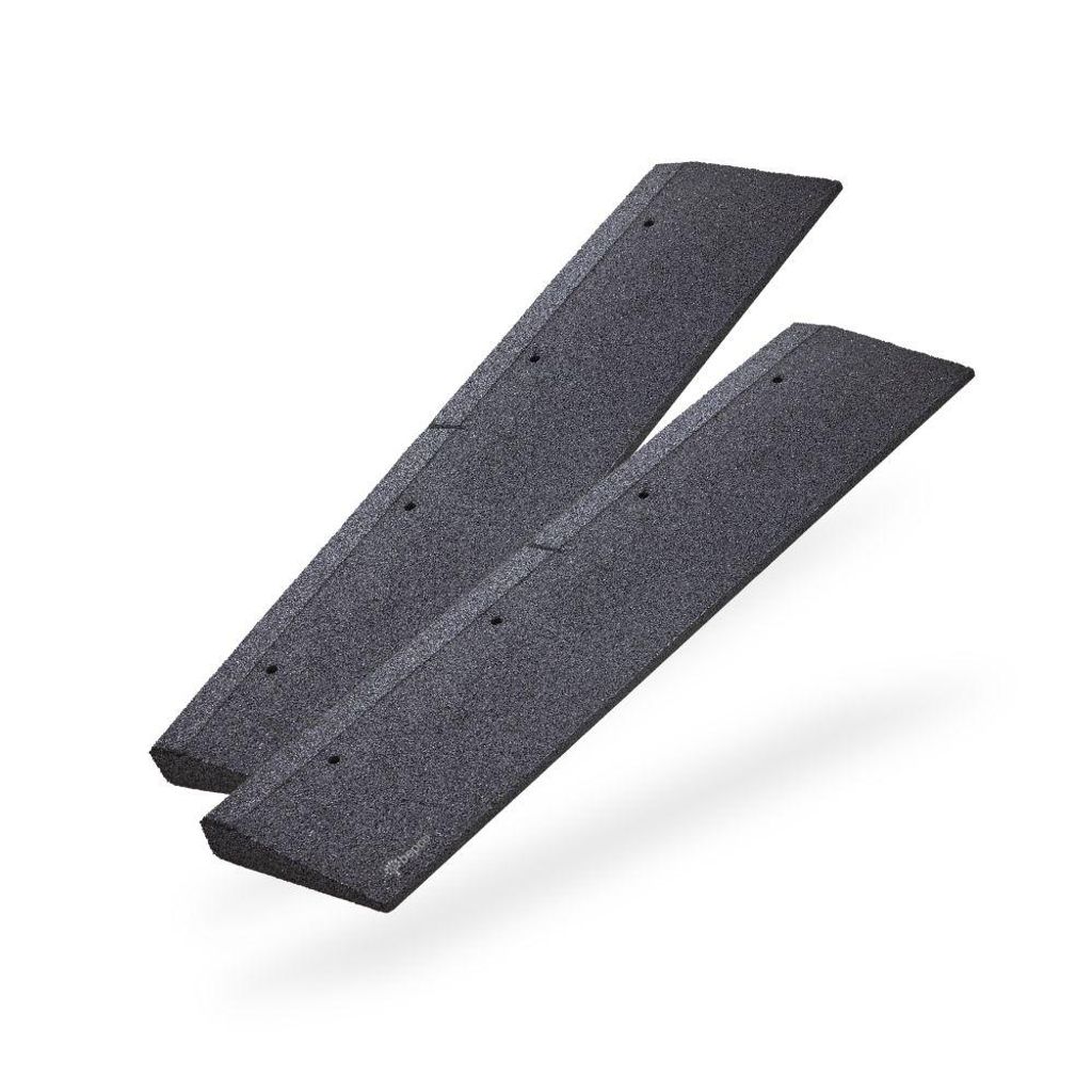 bepco Bordsteinkanten-Rampe-Set (2 Stück), Bordsteinrampe – Schwarz, mit eingelagerten Unterlegscheiben zur Befestigung, je 100 cm lang, 4 cm hoch