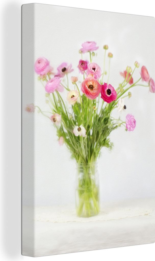 MuchoWow - Leinwandbilder - Stillleben - Blumen - Frühling, Wandbild, Wanddeko Bilder Wohnzimmer, 80x120 cm