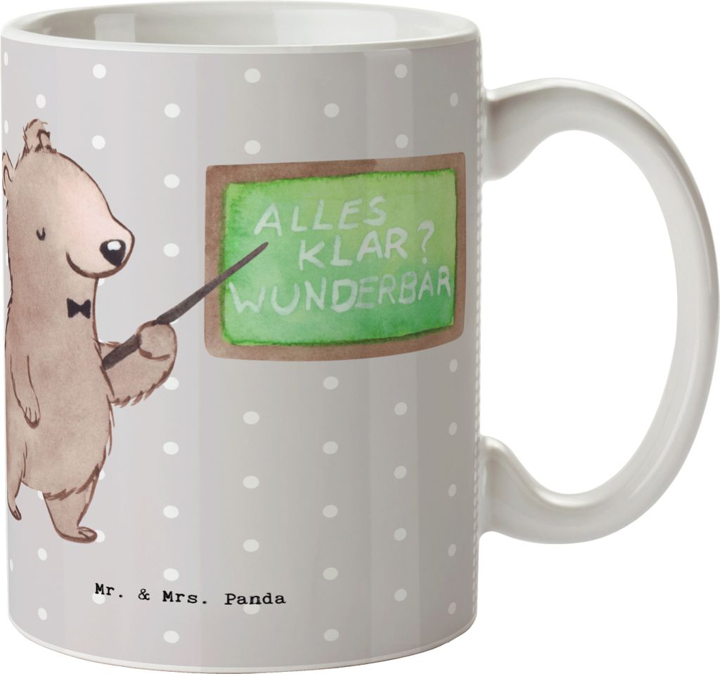 Mr. & Mrs. Panda Pott Kunstlehrer Herz - Grau Pastell - Geschenk, Acrylfarben, kaffeetasse bedruckt, Tasse, Kunstschule, Teepott, Leinwand, Teetass...