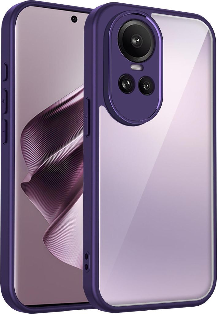 Hülle für Oppo Reno10 Pro Transparente Rückseite TPU Bumper Stoßfest Handyhülle Lila