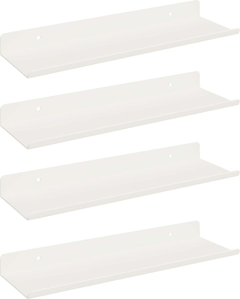 Schwebendes Regal Wandmontiert 4 pcs Weiß 30 x 9 x 2,5 cm Stahl