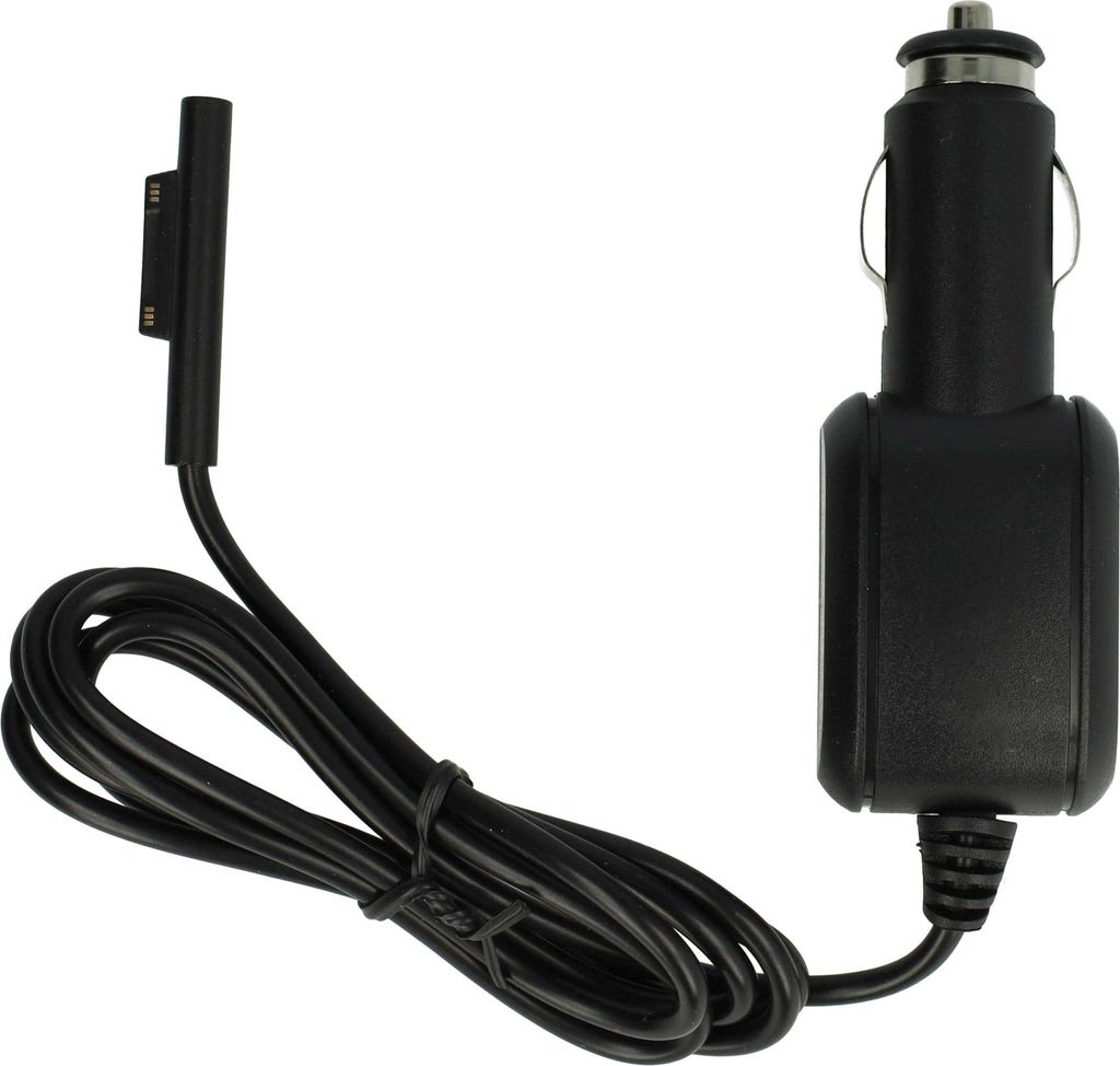 vhbw KFZ-Ladekabel kompatibel mit Microsoft Surface Pro 8, Pro 5, Pro 4, Laptop Go, Pro 3, Pro 7, Laptop 4, Pro 6 Tablet - 12V Ladegerät Schwarz