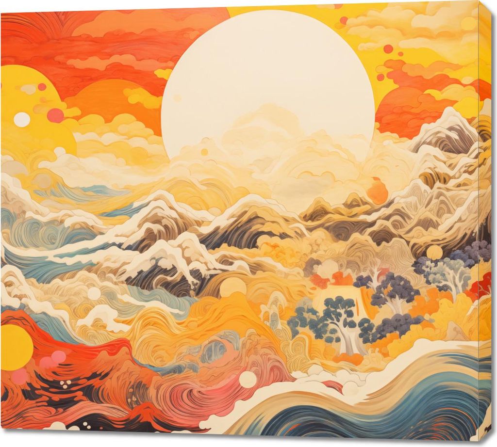 Bild 100x90cm Gedicht von Wind und Sonne