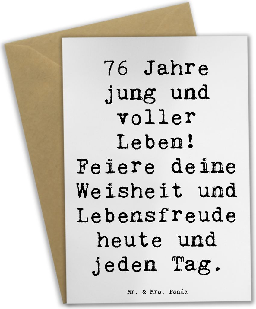 Mr. & Mrs. Panda Klappkarte Spruch 76. Geburtstag Jung und Lebendig - Weiß - Geschenk, Happy Birthday, Geburtstagsgeschenk, für Großmutter, Gebu...