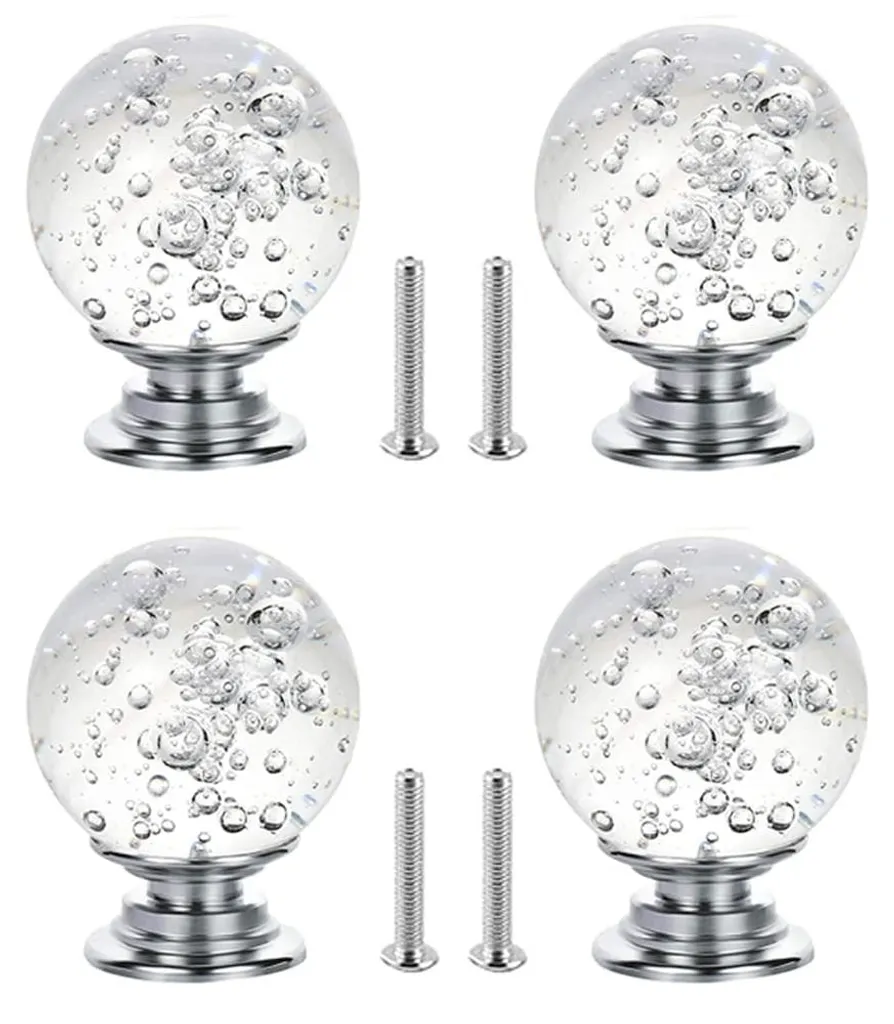 Acengqi 4 Poignées de Tiroir en Cristal 30mm avec Boutons en Verre