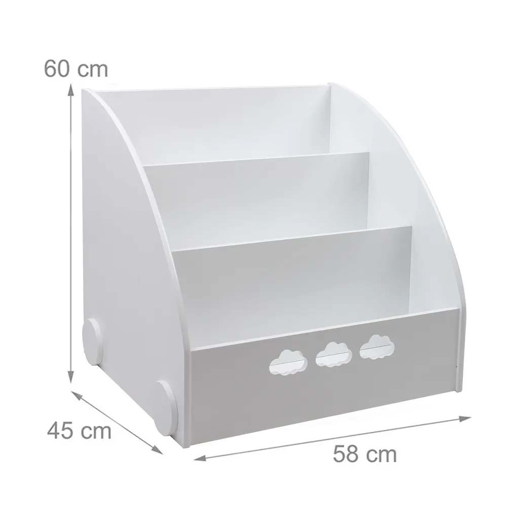 Bibliothèque enfant blanche 3 compartiments en bois - Design Cloud