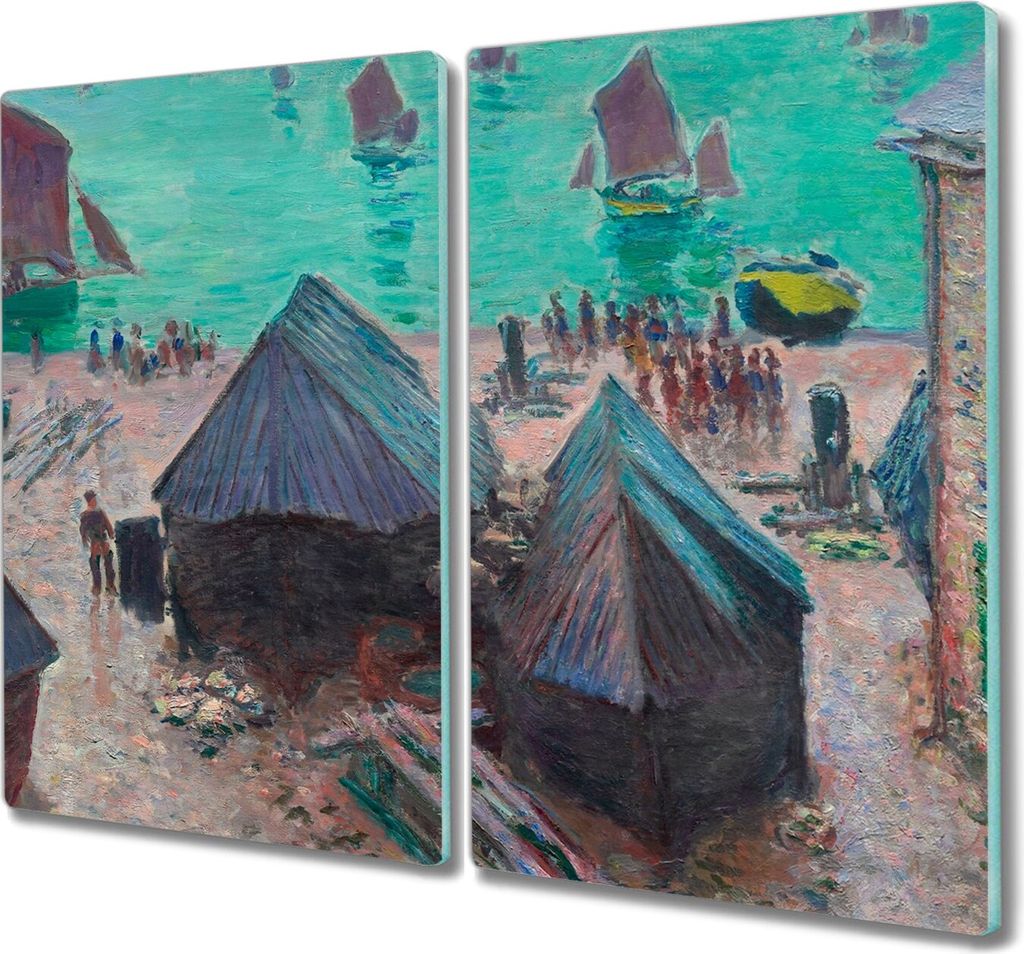 Coloray Hackbrett Herdabdeckplatte 2x30x52 cm Küchenbrett Kochplattenabdeckung Schneidebrett - Boote Meer Monet