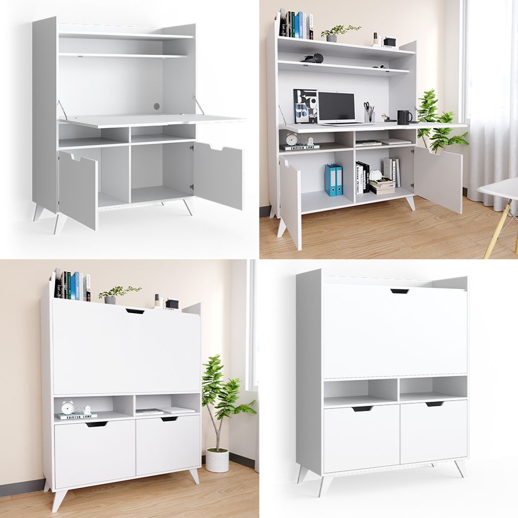 Vicco Sekretär Schreibtisch Berdi, 110 x 45 cm, Weiß Produktbild 8