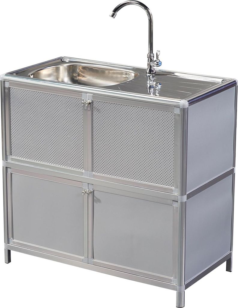 Outdoorspüle Gerti 83x82x43 cm mit Edelstahlspüle, Produktbild 
