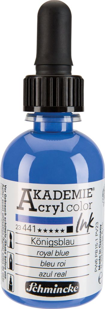 Königsblau - 50ml Akademie Acrylcolor Ink in Pipettenflasche Schmincke 23 441 024