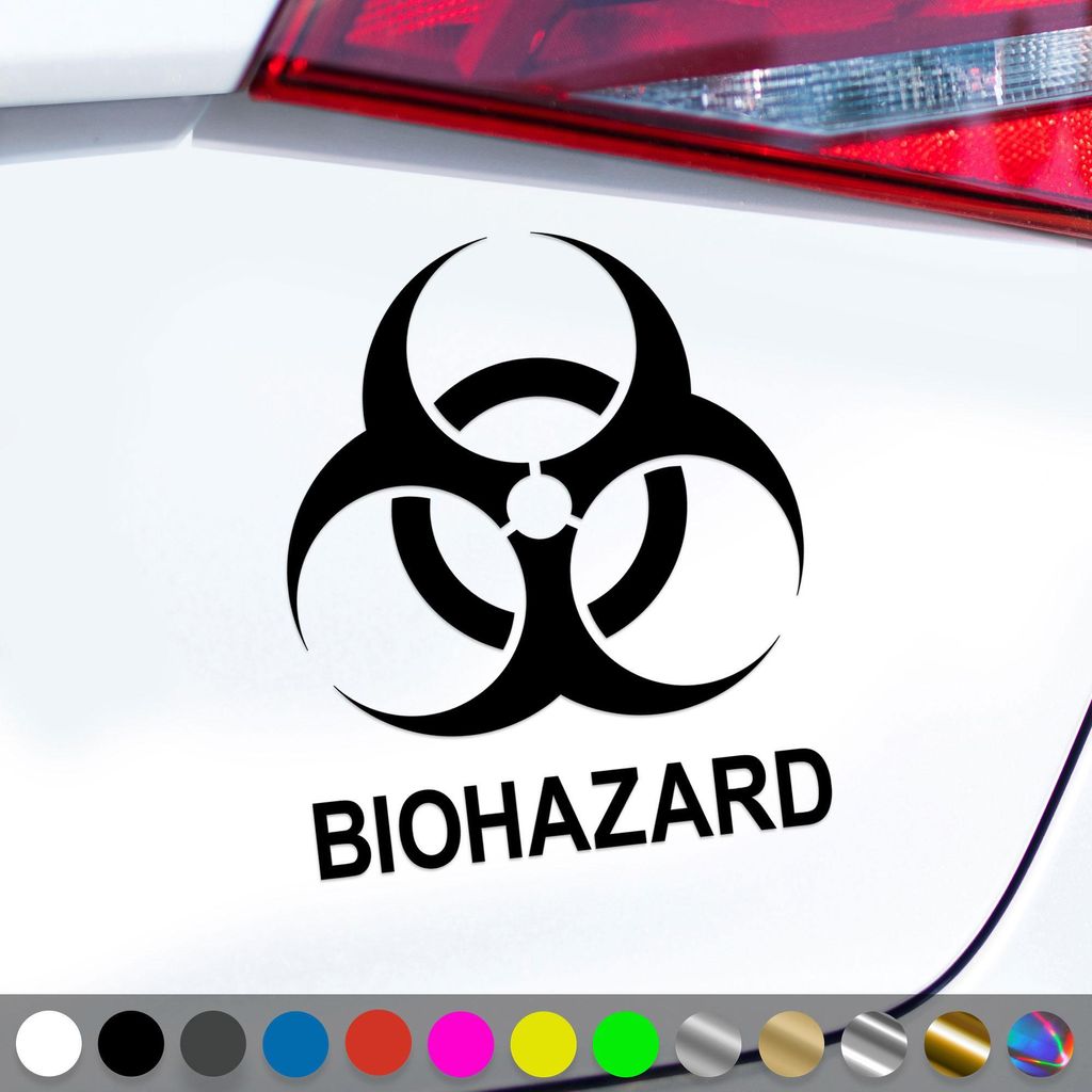 PantherPixel Biohazard Aufkleber Hinweis Warnung Vorsicht Sticker Auto Geschenkidee Farbe Schwarz