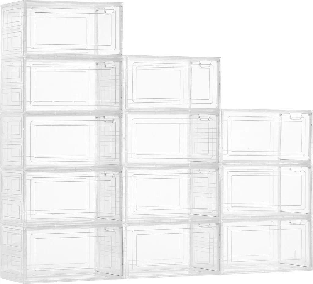 VEVOR Lot de 12 Boîtes à Chaussures Empilables Porte Magnétique Taille 48