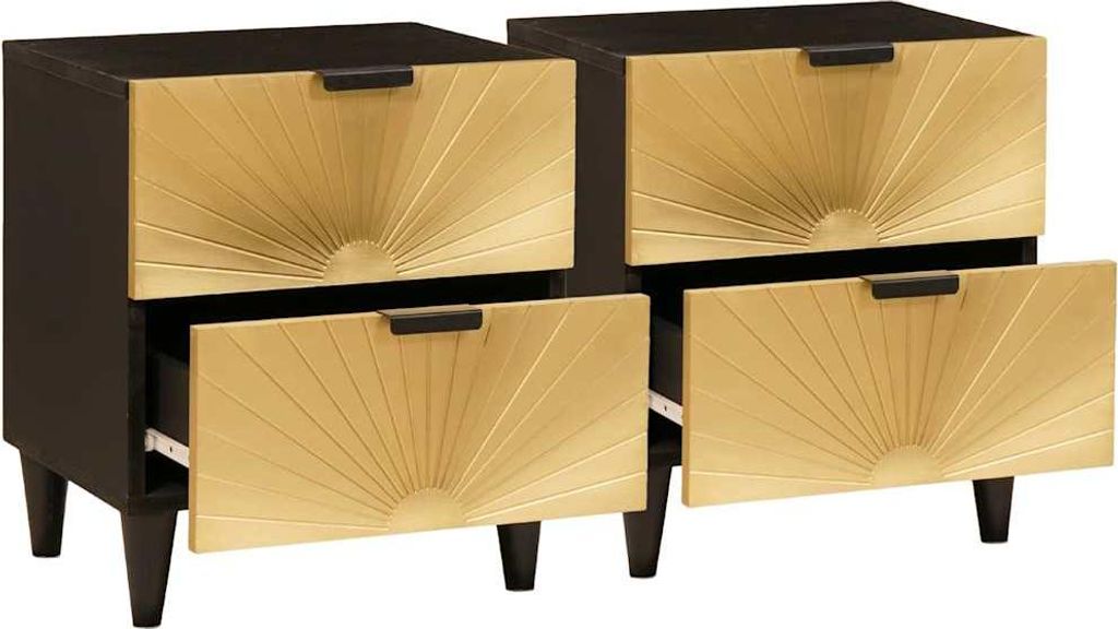 vidaXL Nachttisch 2 pcs Schwarz und Gold 40 x 33,5 x 46 cm