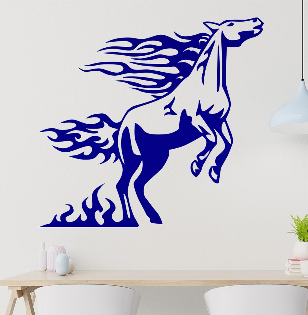 Flammen Pferd Wandtattoo in 6 Größen - Wandaufkleber Wall Sticker - Dekoration, Küche, Wohnzimmer, Schlafzimmer, Badezimmer