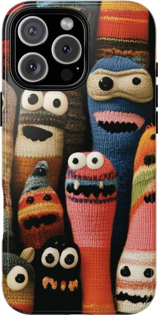 Bunte Strickmonster – Hülle Kompatibel mit iPhone 16 Pro Max