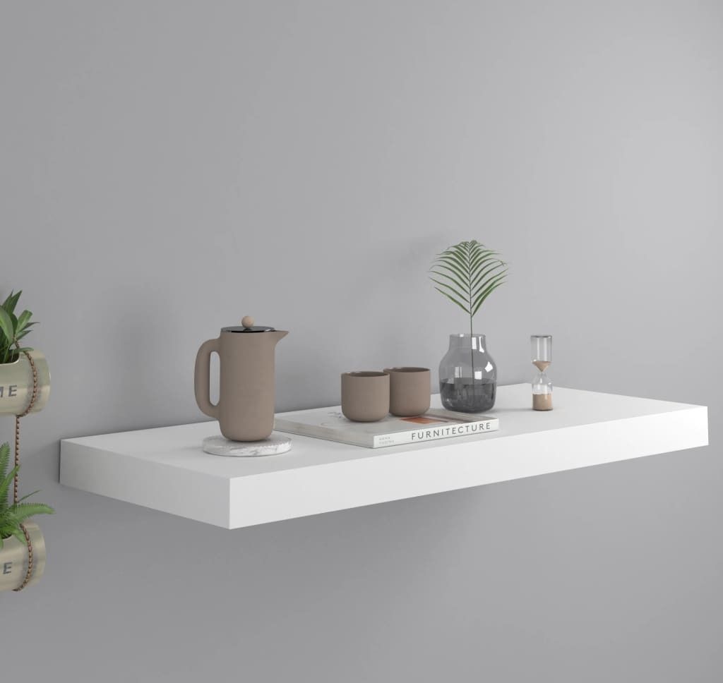 The Living Store Schweberegal Weiß 60x23,5x3,8 cm MDF