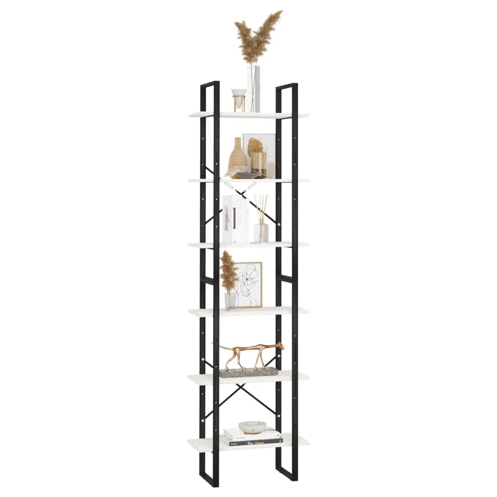 Scaffale bianco 60x30x210 cm in legno massiccio di pino - 5