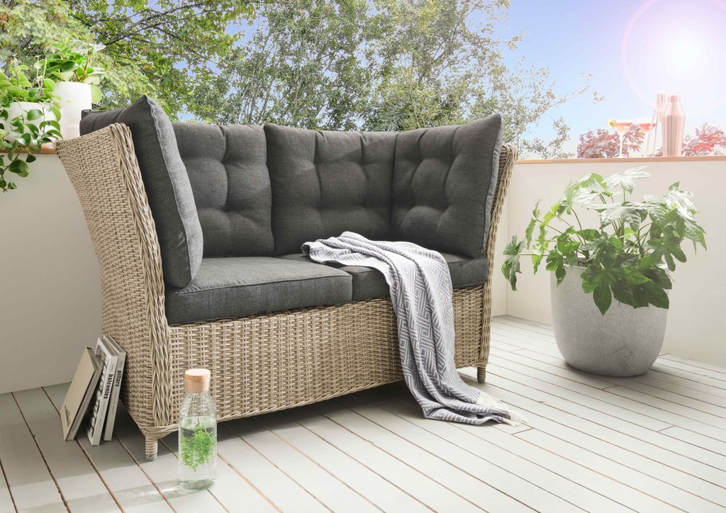 Destiny Loungesofa PALMA 2-Sitzer, inkl. Auflagen, Polyrattan, natur meliert