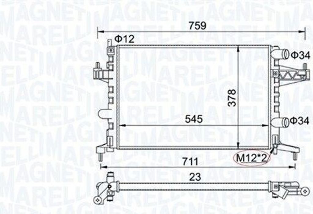 MAGNETI MARELLI 350213829000 - OE 1300236 Kühler, Motorkühlung für Combo, Combo Tour, Corsa C (X01), Tigra Twintop (X04)