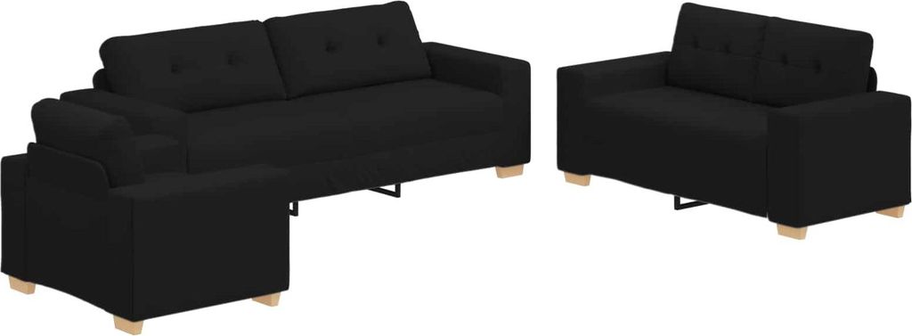 vidaXL Sofa 3 pcs Schwarz 221 x 80 x 80 cm Leinenmischgewebe