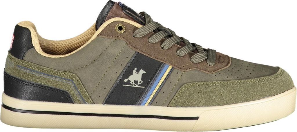 Grüner Herrensportschuh mit Kontrastdetails und Schnürsenkeln